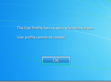 The User Profile Service failed the logon error message